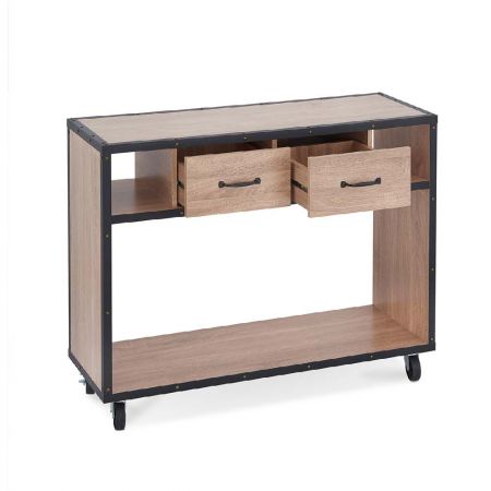 The precise hole spacing allows the cutting pin to have sharp circular holes. Paired with industrial style anchors on the board. It is a console table with a total width of 110.0 cm * depth 40.0 cm * height 84.5 cm.